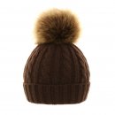 Cable Knit Hat with Large Pom Pom